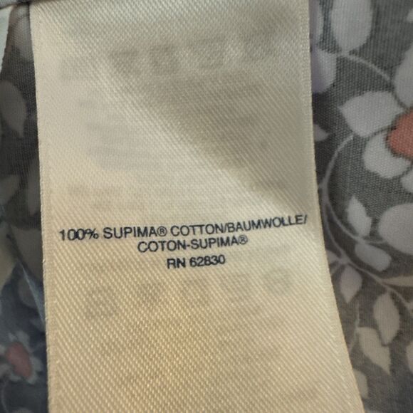 Lands' End Supima Blouse No Iron Women's Button Up Floral Shirt Navy Petite 16P - Picture 6 of 8